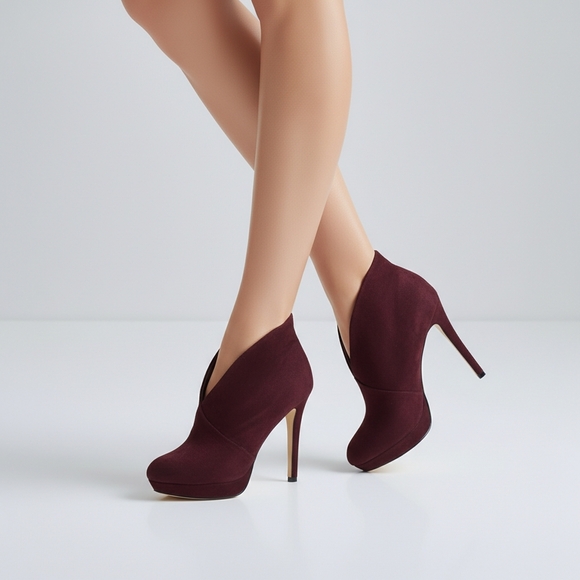Jessica Simpson Shoes - Burgundy Baddie Suede Platform Heeled Booties Jessica Simpson